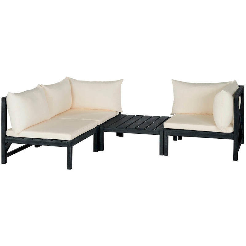 Canapé d'angle d'extérieur Lynwood SAFAVIEH gris ardoise foncé/taupe - 68,5 cm L x 68,5 cm P x 68,5 cm H