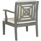 SAFAVIEH Outdoor Living Del Mar Ensemble de patio 4 pièces en bois d'acacia marron avec coussins beiges - 48 L x 25 P x 32 H po