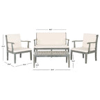 SAFAVIEH Outdoor Living Del Mar Ensemble de patio 4 pièces en bois d'acacia marron avec coussins beiges - 48 L x 25 P x 32 H po