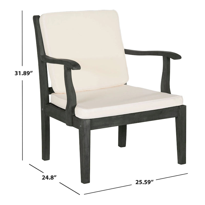 SAFAVIEH Outdoor Living Fresno Gris Ardoise Foncé 4 pièces - 48L x 25P x 32H