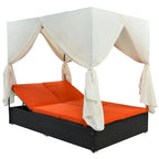 Lit de repos/Bain de soleil en osier pour extérieur avec coussins et dossiers réglables