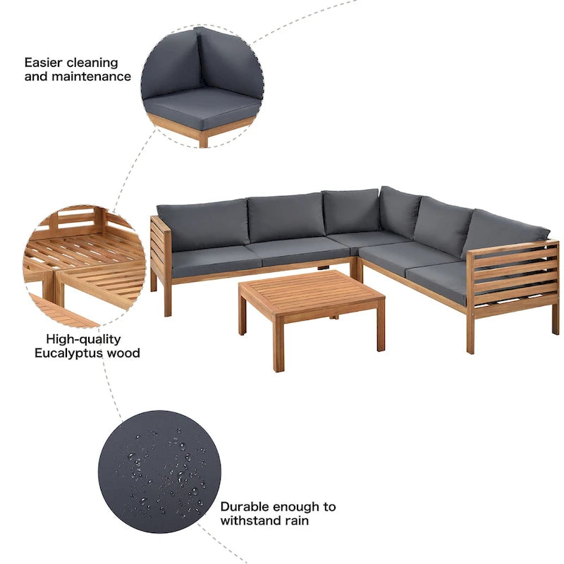 Ensembles de canapés d'angle de style campagnard français Miller Outdoor par GDFStudio