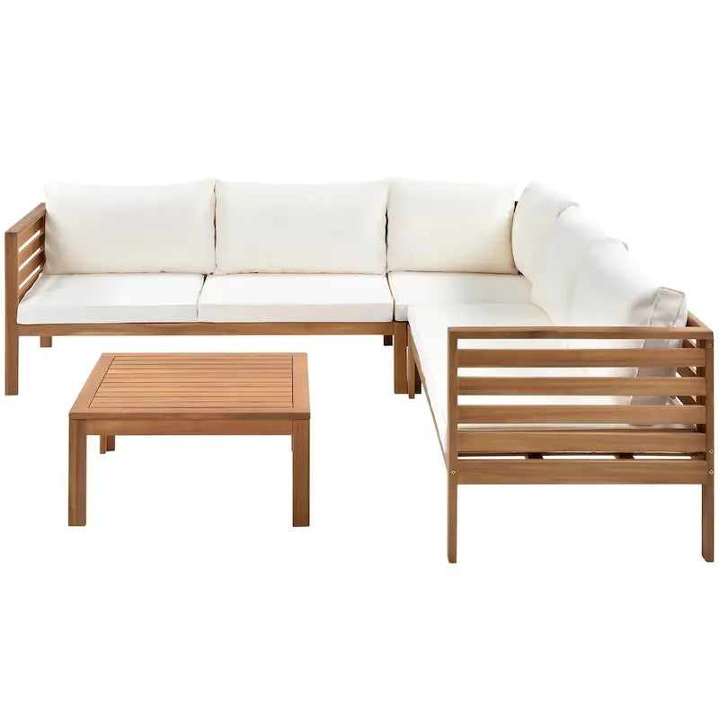 Ensembles de canapés d'angle de style campagnard français Miller Outdoor par GDFStudio
