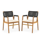 Ensemble de salle à manger d'extérieur 7 pièces en bois d'acacia Holomn avec chaises en corde par Christopher Knight Home