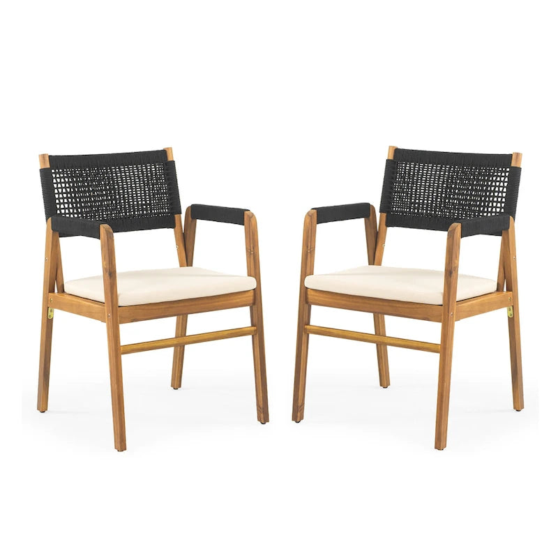 Ensemble de salle à manger d'extérieur 7 pièces en bois d'acacia Holomn avec chaises en corde par Christopher Knight Home