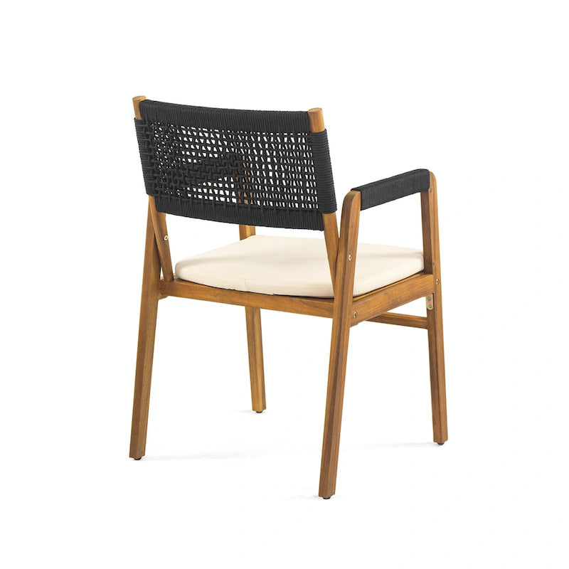 Ensemble de salle à manger d'extérieur 7 pièces en bois d'acacia Holomn avec chaises en corde par Christopher Knight Home