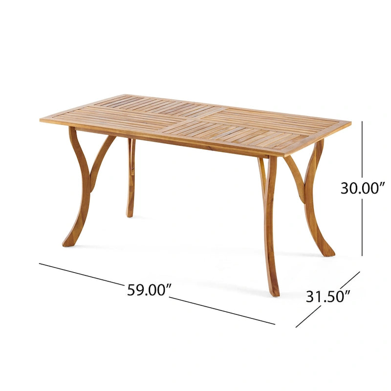 Ensemble de salle à manger d'extérieur 7 pièces en bois d'acacia Holomn avec chaises en corde par Christopher Knight Home