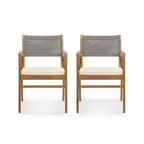 Ensemble de salle à manger d'extérieur 7 pièces en bois d'acacia Holomn avec chaises en corde par Christopher Knight Home