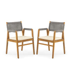 Ensemble de salle à manger d'extérieur 7 pièces en bois d'acacia Holomn avec chaises en corde par Christopher Knight Home