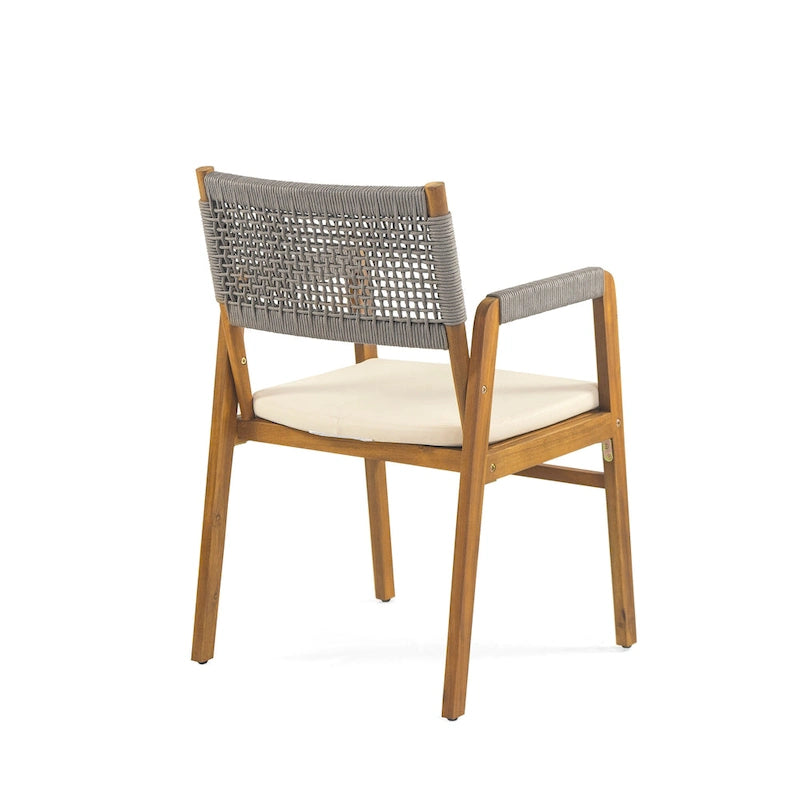 Ensemble de salle à manger d'extérieur 7 pièces en bois d'acacia Holomn avec chaises en corde par Christopher Knight Home
