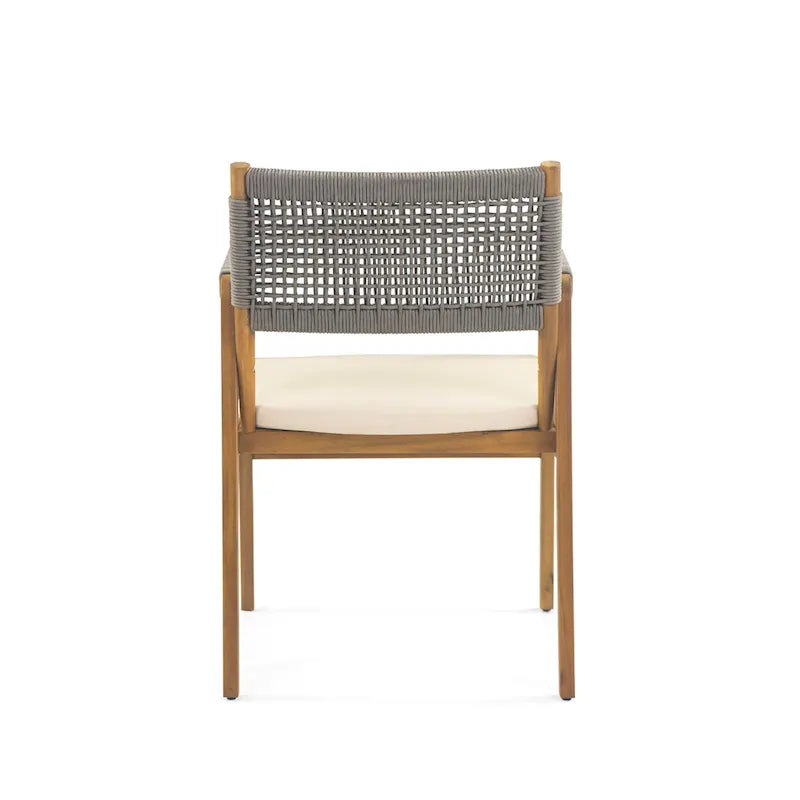 Ensemble de salle à manger d'extérieur 7 pièces en bois d'acacia Holomn avec chaises en corde par Christopher Knight Home