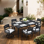 GDFStudio - Table à manger rectangulaire d'extérieur Sharon en aluminium 40x70 avec pieds coniques et trou pour parasol