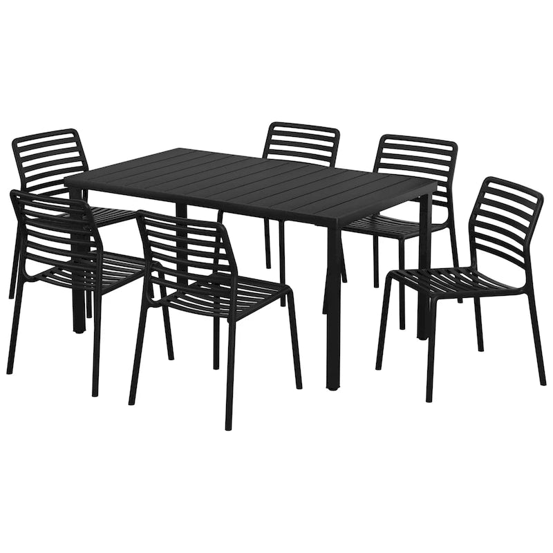 Ensemble de salle à manger rectangulaire extérieur 6 places Frond and Form