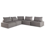 Signature Design by Ashley Bree Zee Gray 5-Piece Outdoor Modular Seating - 114 W x 114 D x 35 H