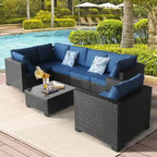 Ensemble de meubles de patio extérieur 7 pièces Ensemble de conversation pour balcon, jardin, porche ou piscine, adapté.