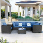 Ensemble de meubles de patio extérieur 7 pièces Ensemble de conversation pour balcon, jardin, porche ou piscine, adapté.