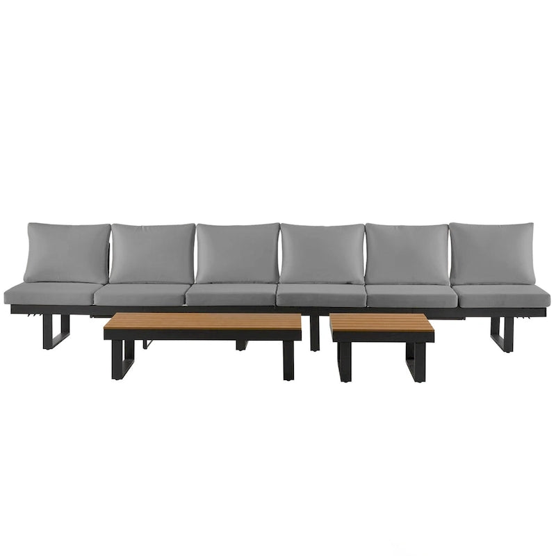 Ensemble de canapé d'angle extérieur, salon de jardin, groupe de sièges de patio, lit de repos extérieur avec sièges inclinables ajustables