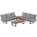 Ensemble de canapé d'angle extérieur, salon de jardin, groupe de sièges de patio, lit de repos extérieur avec sièges inclinables ajustables