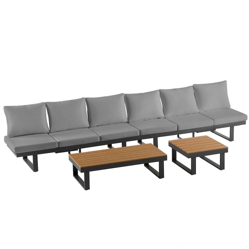 Ensemble de canapé d'angle extérieur, salon de jardin, groupe de sièges de patio, lit de repos extérieur avec sièges inclinables ajustables