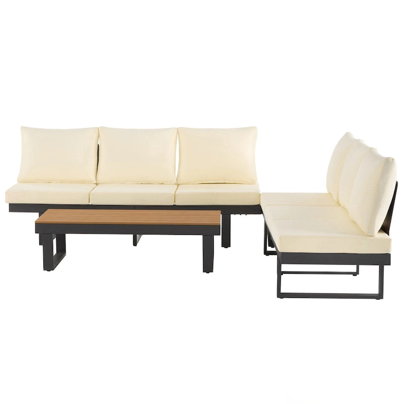 Ensemble de canapé d'angle extérieur, salon de jardin, groupe de sièges de patio, lit de repos extérieur avec sièges inclinables ajustables