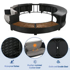 Ensemble de canapé d'extérieur en rotin pour spa avec espaces de rangement, banc et coussins