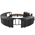 Ensemble de canapé d'extérieur en rotin pour spa avec espaces de rangement, banc et coussins