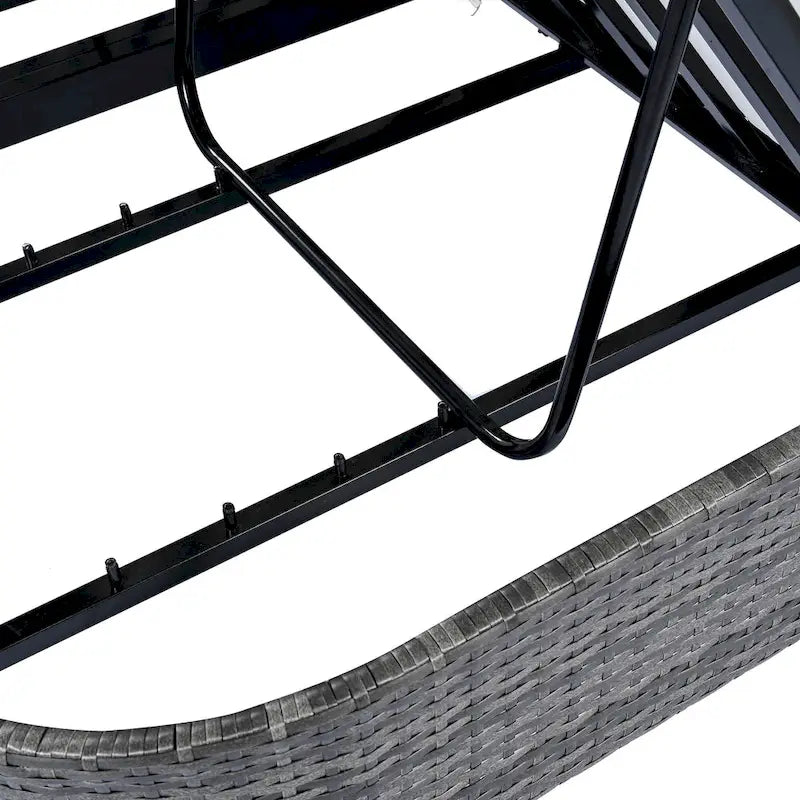 Chaise longue double d'extérieur avec dossier réglable sur 5 positions, transat inclinable en rotin PE pour 2 personnes