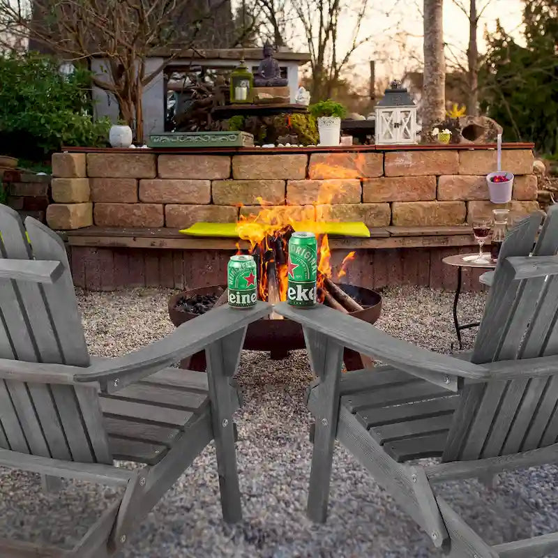 Ensemble de table de bar de patio extérieur, ensemble table et chaises de 5 pièces, ensemble table de bar et tabourets avec chaises Adirondack hautes pour 4