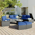 Ensemble de canapés de patio semi-circulaires 10 pièces avec 1 table basse