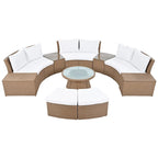 Ensemble de canapés de patio semi-circulaires 10 pièces avec 1 table basse