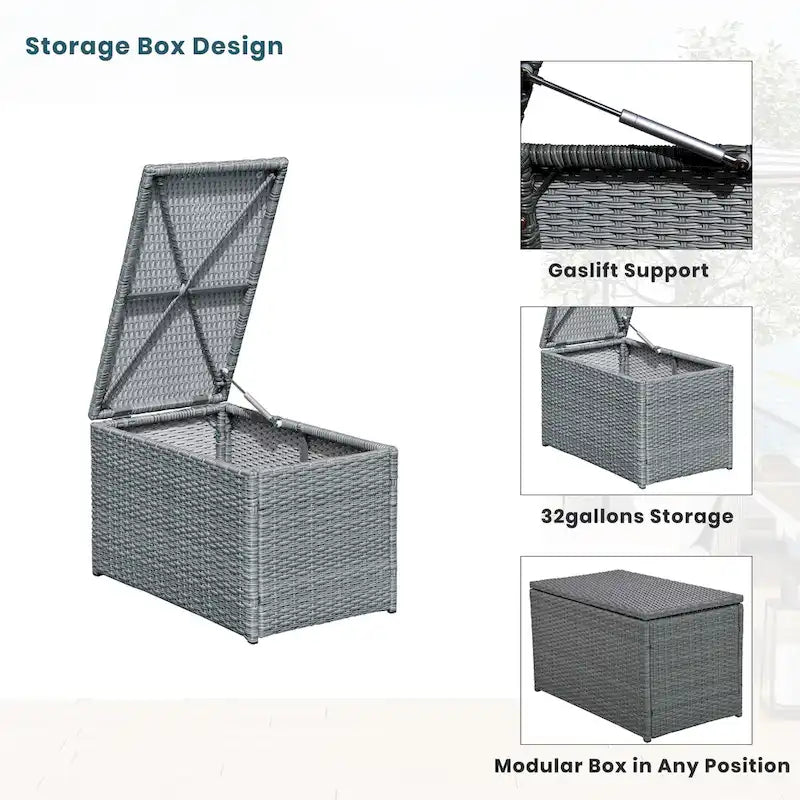 Ensemble de canapés de patio semi-circulaires 10 pièces avec 1 table basse