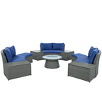 Ensemble de canapés de patio semi-circulaires 10 pièces avec 1 table basse