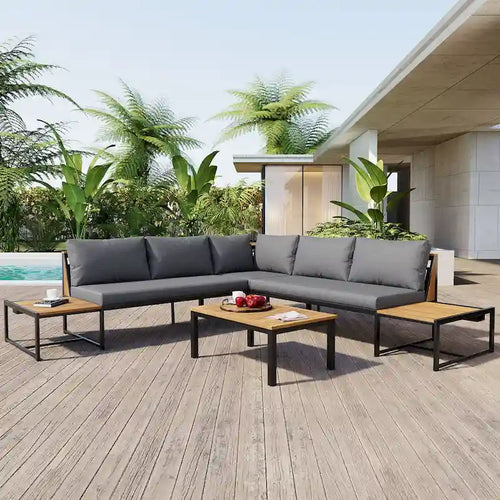 4-Pieces Outdoor Sofa Set with Waterproof Cushions