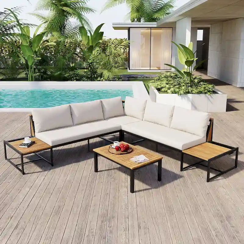 Ensemble de canapé d'extérieur 4 pièces avec coussins imperméables