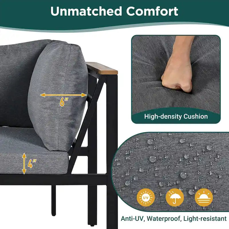 Ensemble de canapé d'extérieur 4 pièces avec coussins imperméables