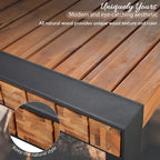 Table de salle à manger d'extérieur 3 pièces avec 2 bancs, plateau en bois d'acacia et cadre en acier