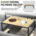 Ensembles de meubles d'extérieur 4 pièces, ensembles de conversation de patio modernes en fer avec canapé et coussin gris, cadre en grain de bois synthétique, table basse