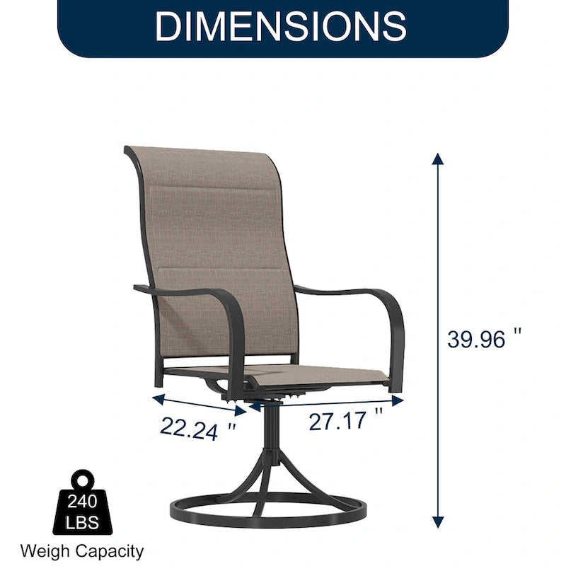 Clihome Ensemble de salle à manger d'extérieur 6 pièces avec table et fauteuils pivotants en textilène
