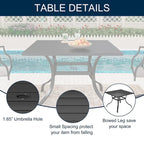 Clihome Ensemble de salle à manger d'extérieur 6 pièces avec table et fauteuils pivotants en textilène