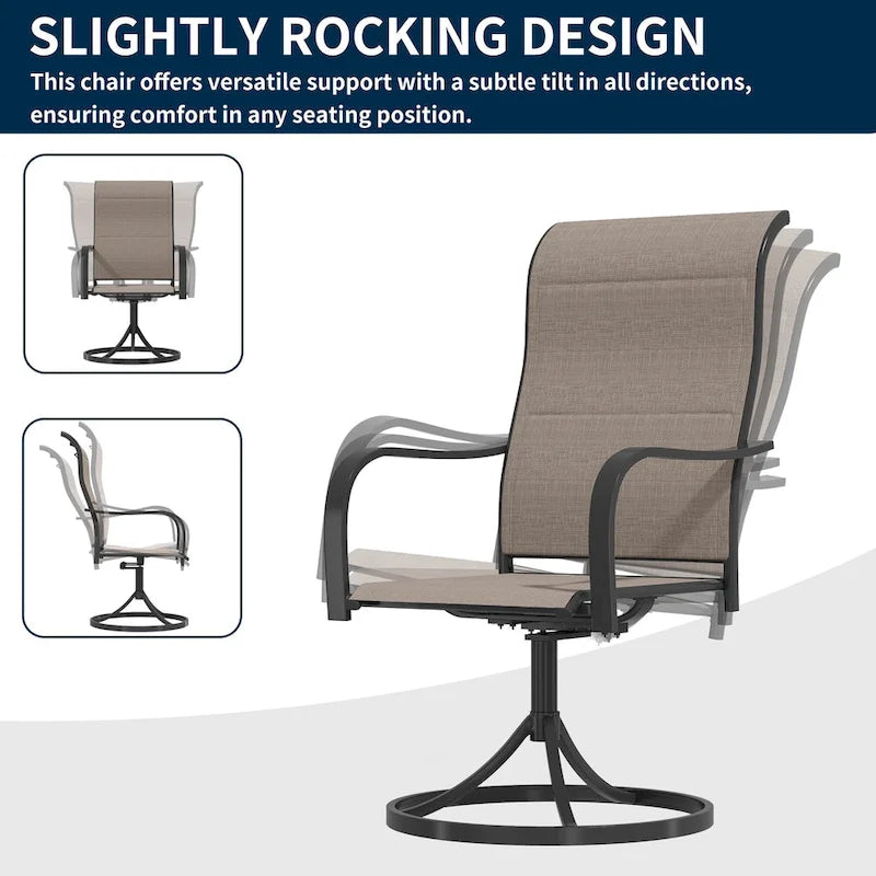 Clihome Ensemble de salle à manger d'extérieur 6 pièces avec table et fauteuils pivotants en textilène