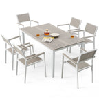 Ensemble repas d'extérieur pour 6, table de patio avec trou pour parasol, conception empilable