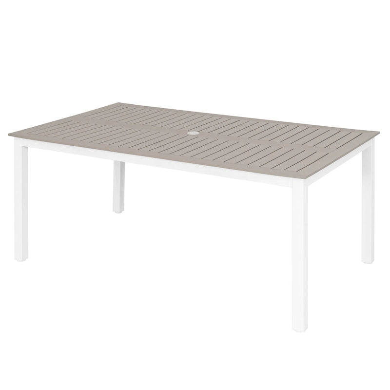 Ensemble repas d'extérieur pour 6, table de patio avec trou pour parasol, conception empilable