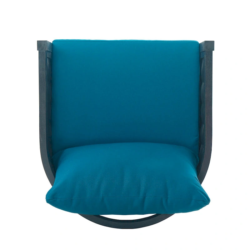 Ensemble de 2 fauteuils de club en osier avec coussins en bois d'acacia pour l'extérieur, sièges de conversation pour patio et jardin