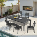7-Piece Outdoor Patio Aluminum Dining Table with Stackable Dining Chairs