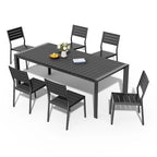 Table de salle à manger extérieure en aluminium 7 pièces avec chaises empilables