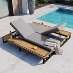 Ensemble de 2 chaises longues de patio d'extérieur 76,8 W avec dossier réglable à 5 positions - S.O.