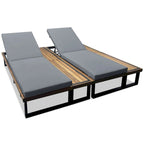 Ensemble de 2 chaises longues de patio d'extérieur 76,8 W avec dossier réglable à 5 positions - S.O.
