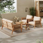 Canapé d'angle d'extérieur moderne 4 pièces en bois d'acacia avec coussins imperméables