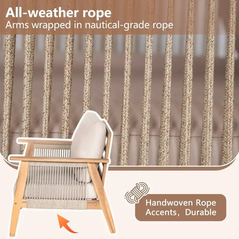 Canapé d'angle d'extérieur moderne 4 pièces en bois d'acacia avec coussins imperméables