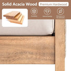 Canapé d'angle d'extérieur moderne 4 pièces en bois d'acacia avec coussins imperméables